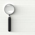 Black and Metal Magnifying Glass on a White Rough Surface with Copy Space.