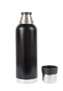 Black metal open thermos isolated on white background Royalty Free Stock Photo