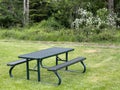 A black metal picnic table at the park Royalty Free Stock Photo