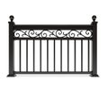 Black metal railing with pattern