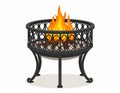 Black Metal Round Fire Pit with Orange Flames Royalty Free Stock Photo
