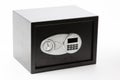 Black metal safe box with numeric keypad locked system