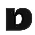 Black metal shiny reflective letter D 3D illustration