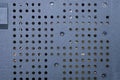 Black metal texture of iron grate with round holes Royalty Free Stock Photo