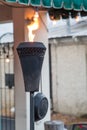 Black Metal Tiki Torch Flaming Royalty Free Stock Photo