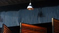 Black metal wall with lamp industrial loft architecture background