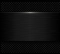 Black metallic background, brushed metal banner on perforated pattern Royalty Free Stock Photo