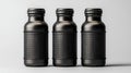 Black Metallic Bottles with Textured Surface Generative AI Royalty Free Stock Photo