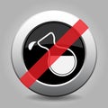 Black metallic button-flask with drop, banned icon Royalty Free Stock Photo