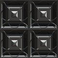 Black Metallic Glass Mosaic Tile with Ornament 3D Seamless Texture.