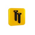 Black Metallic nails icon isolated on transparent background. Yellow square button.
