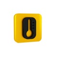 Black Meteorology thermometer measuring heat and cold icon isolated on transparent background. Thermometer equipment