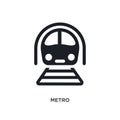 black metro isolated vector icon. simple element illustration from transportation concept vector icons. metro editable logo symbol