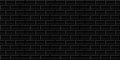 Black metro tiles seamless background. Subway brick horizontal pattern for kitchen, bathroom or outdoor architecture