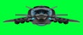 Futuristic spacecraft isolated on green background 3D rendering