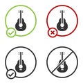 Black Mexican guitar icon isolated on white background. Acoustic guitar. String musical instrument. Circle button Royalty Free Stock Photo