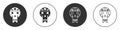 Black Mexican skull icon isolated on white background. Circle button. Vector Royalty Free Stock Photo