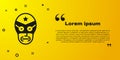 Black Mexican wrestler icon isolated on yellow background. Vector