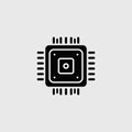 Black Microchip Icon Computer Processor Technology Royalty Free Stock Photo