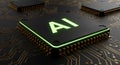 A black microchip prominently displays the letters \