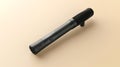 Black microphone on a beige background. 3d rendering. Computer digital drawing.