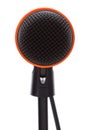 Black microphone with cable on stand Royalty Free Stock Photo