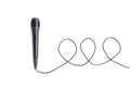 Black microphone with cable on white background Royalty Free Stock Photo