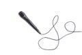 Black microphone with cable on white background Royalty Free Stock Photo