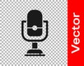 Black Microphone icon isolated on transparent background. On air radio mic microphone. Speaker sign. Vector Royalty Free Stock Photo