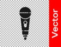 Black Microphone icon isolated on transparent background. On air radio mic microphone. Speaker sign. Vector Royalty Free Stock Photo