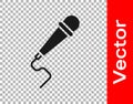 Black Microphone icon isolated on transparent background. On air radio mic microphone. Speaker sign. Vector Illustration Royalty Free Stock Photo