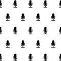 Black microphone seamless pattern, vector illustration