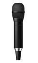 Black microphone. Realistic audio device. Singer tool