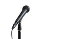 Black microphone on stand isolated on white background Royalty Free Stock Photo