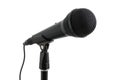 Black microphone on stand isolated on white background Royalty Free Stock Photo