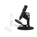 Black microscope. The glass slide. Tube. Vector Royalty Free Stock Photo