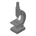 Black microscope icon, isometric style