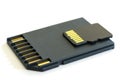 Black microSD memory card and SD card adapter Royalty Free Stock Photo
