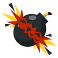 Flat Vector Bomb blast Icon and explosion