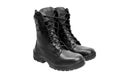 Black military leather boots isolated on white Royalty Free Stock Photo