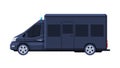 Black Mini Van Vehicle, Government or Presidential Auto, Luxury Business Transportation, Side View Flat Vector
