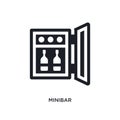 black minibar isolated vector icon. simple element illustration from hotel and restaurant concept vector icons. minibar editable