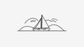 Black Minimal Sailboat Icon - Vector Illustration Royalty Free Stock Photo