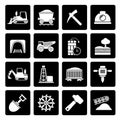 Black Mining and quarrying industry icons Royalty Free Stock Photo