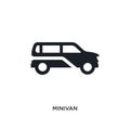 black minivan isolated vector icon. simple element illustration from transportation concept vector icons. minivan editable logo Royalty Free Stock Photo