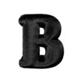 Black mink fur letters. 3d capital letter b