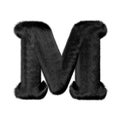 Black mink fur letters. 3d capital letter m