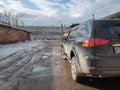 Black Mitsubishi Pajero Sport in winter weather