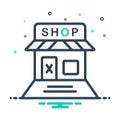 Black mix icon for Closed shop, store and retail
