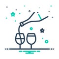Mix icon for Freeflow, bottle and wine Royalty Free Stock Photo